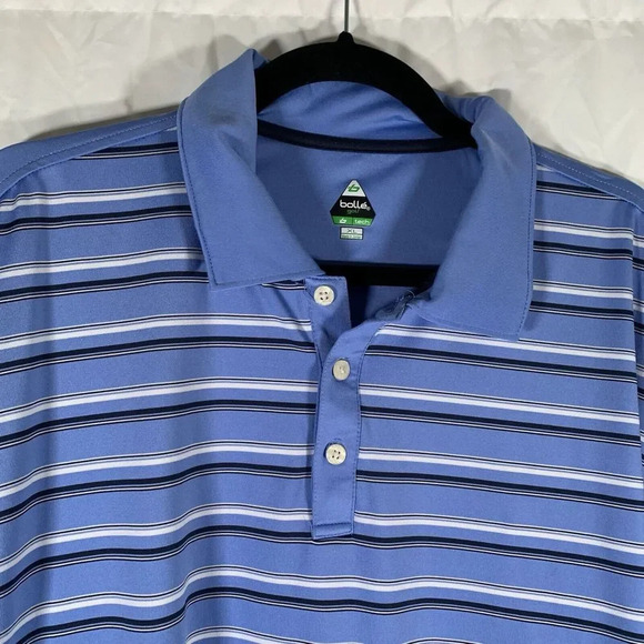 Bolle Golf Men’s XL Blue Striped Polo Short Sleeve Tech Collared Button - Picture 4 of 8
